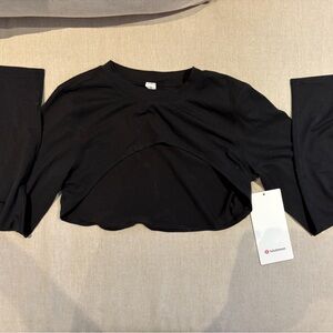 Lululemon Athletica Black Cropped Top with Flared Sleeves